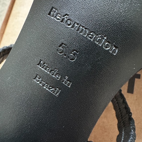 NIB Reformation Assunta Leather Sandal Miele Black — Size 5.5 - Picture 3 of 10